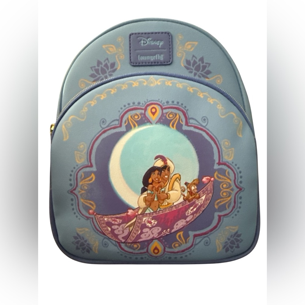 Loungefly Disney Aladdin Jasmine Light Blue Purple Gold Mini Backpack